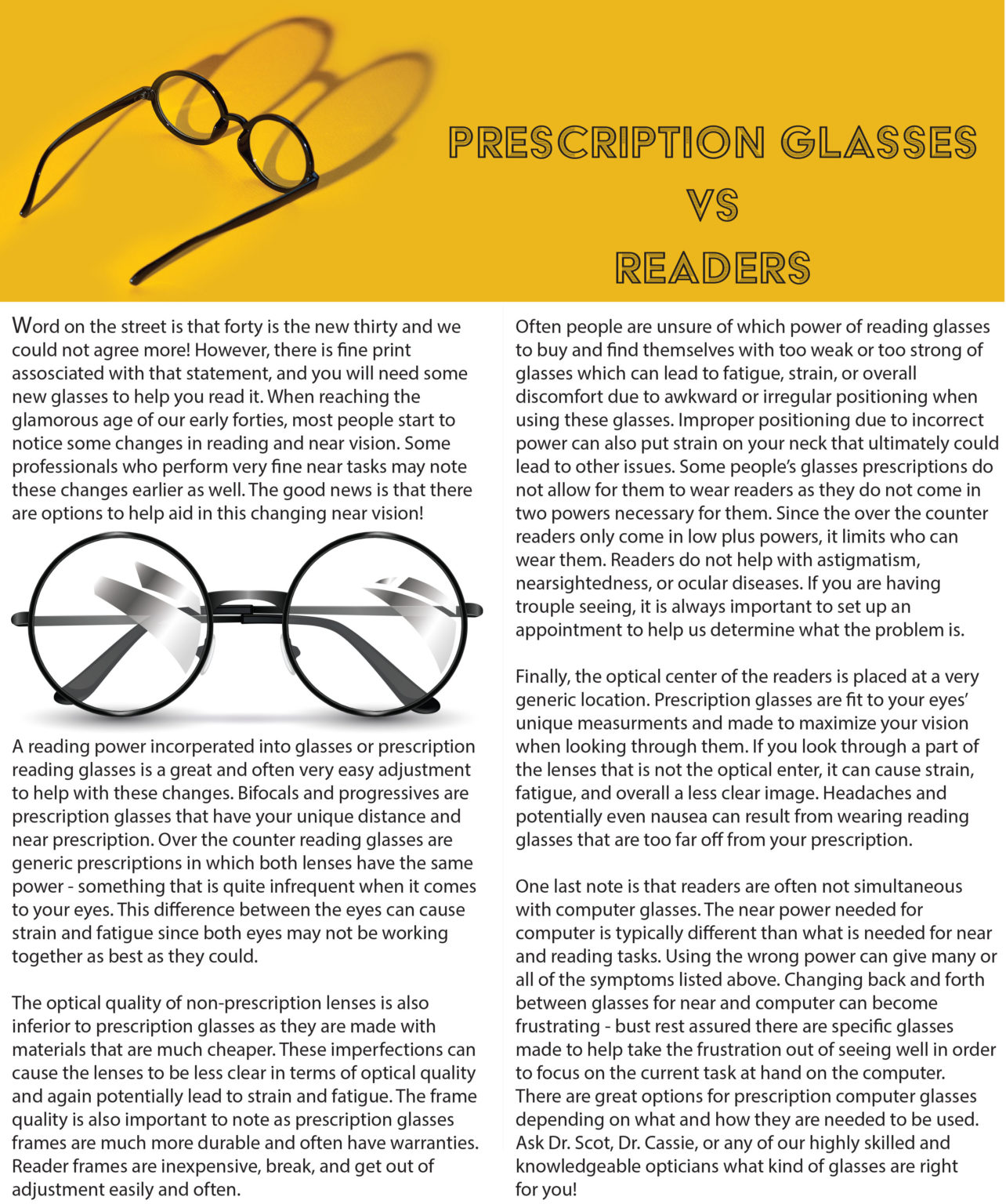 Prescription Glasses VS Readers
